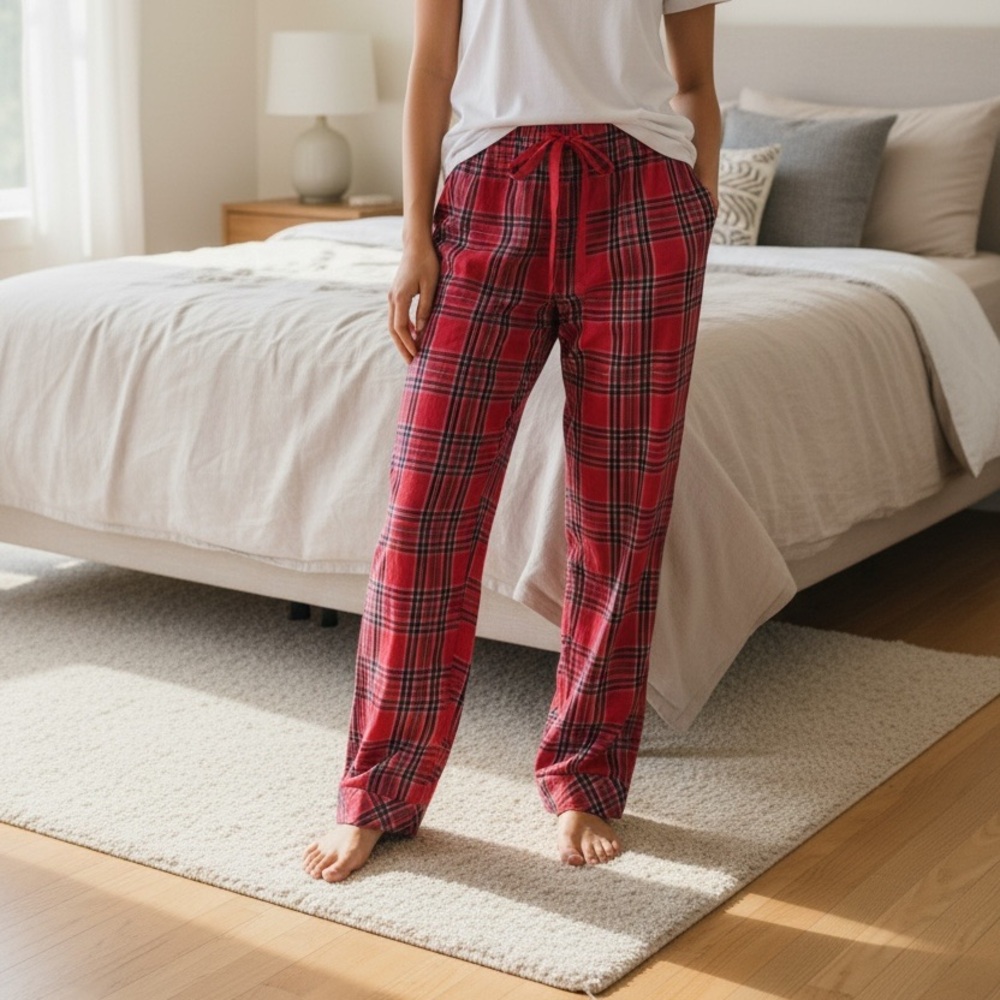 Victorias Secret Plaid Red Pajama Pant Size M Long